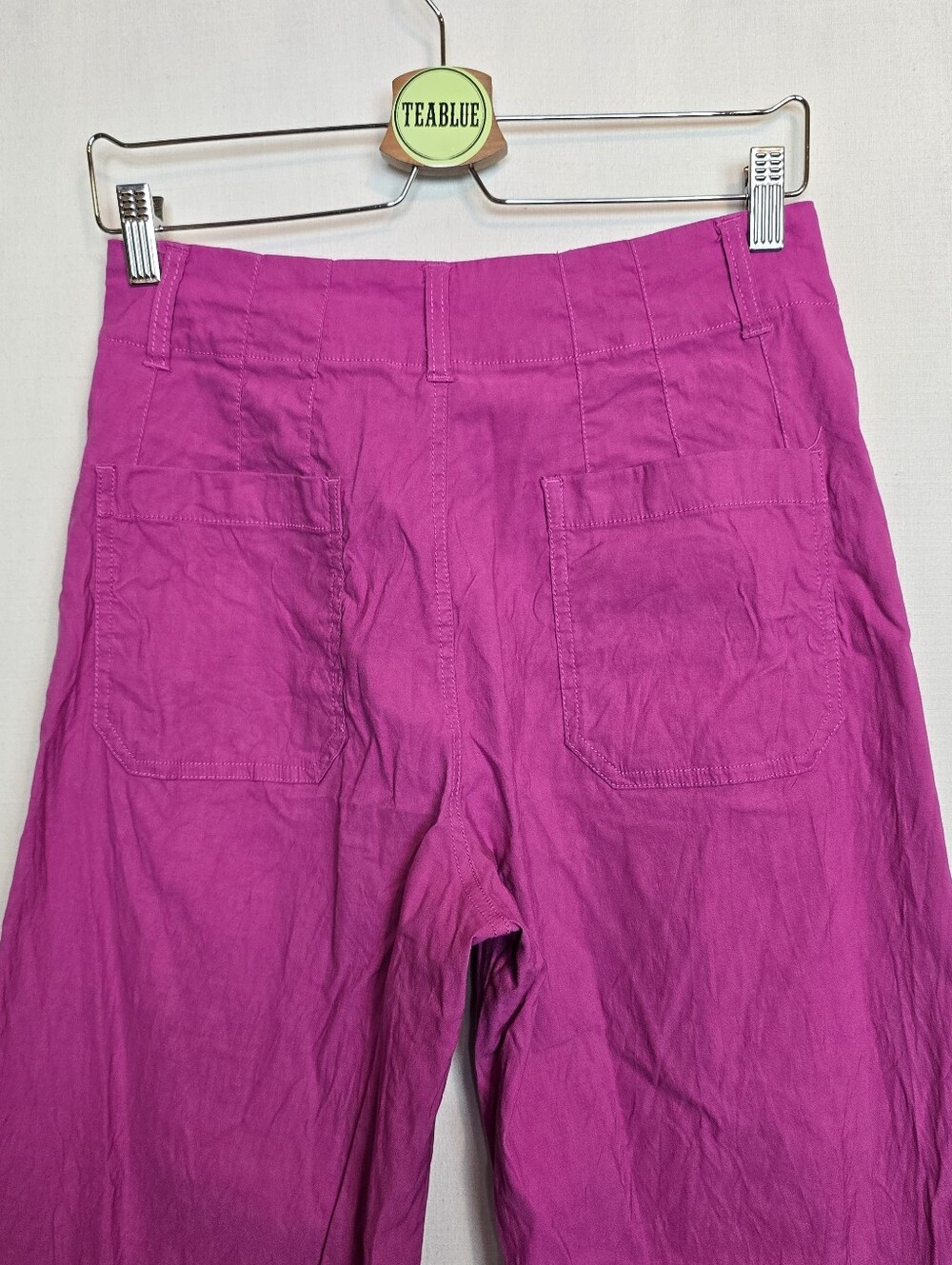 Anthropologie Maeve Hot Pink Colette Magic Fabric Wide-Leg Trousers 28 - Picture 8 of 12